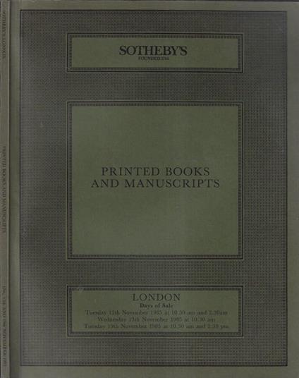 Printed books and manuscripts - copertina