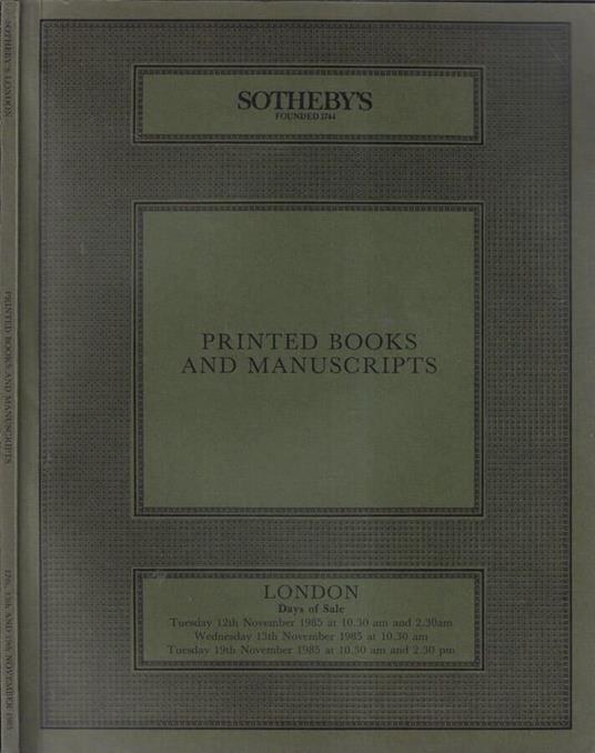 Printed books and manuscripts - copertina