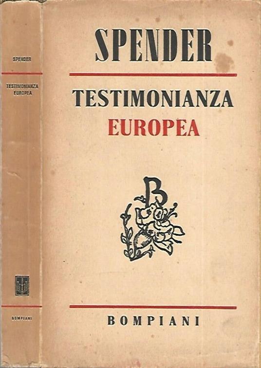 Testimonianza europea - Stephen Spender - copertina