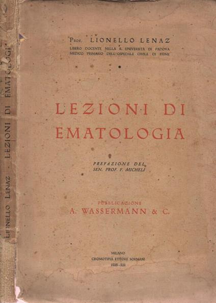 Lezioni di ematologia - copertina