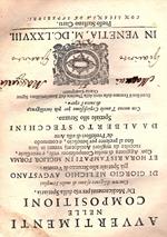Avvertimenti nelle composizioni de Medicamenti per uso della Spetiaria. Con un diligente esame di molti Semplici di Giorgio Melichio augustano gia Spetiale allo Struzzo di Venezia: et hora ristampati in miglior forma con Aggionta di molte Composition