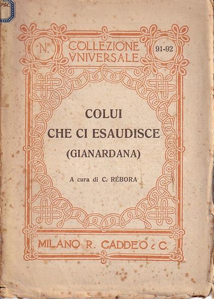 Colui che ci esaudisce (Gianardana) - copertina
