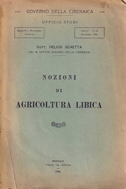 Nozioni di agricoltura libica - copertina