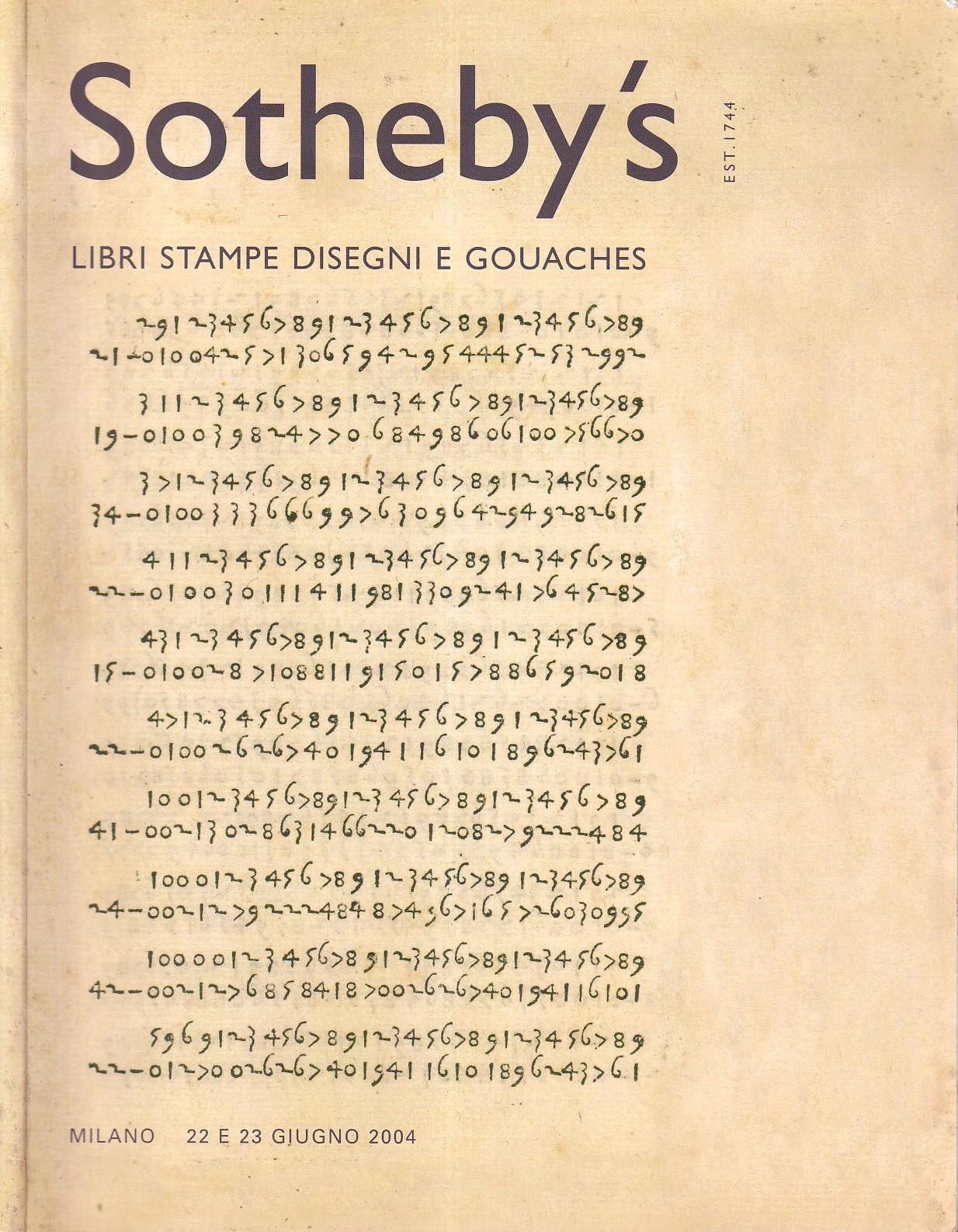 Sotheby's. Libri stampe disegni e gouaches. 22-23 giugno 2004