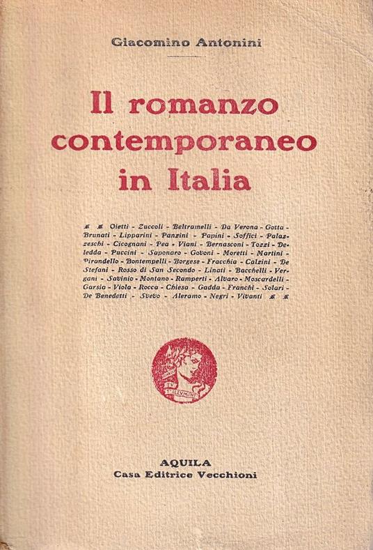 Il romanzo contemporaneo in Italia - copertina