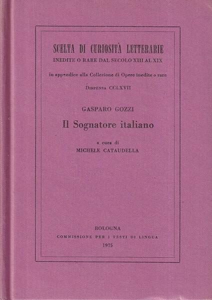 Il Sognatore italiano - Gasparo Gozzi - copertina