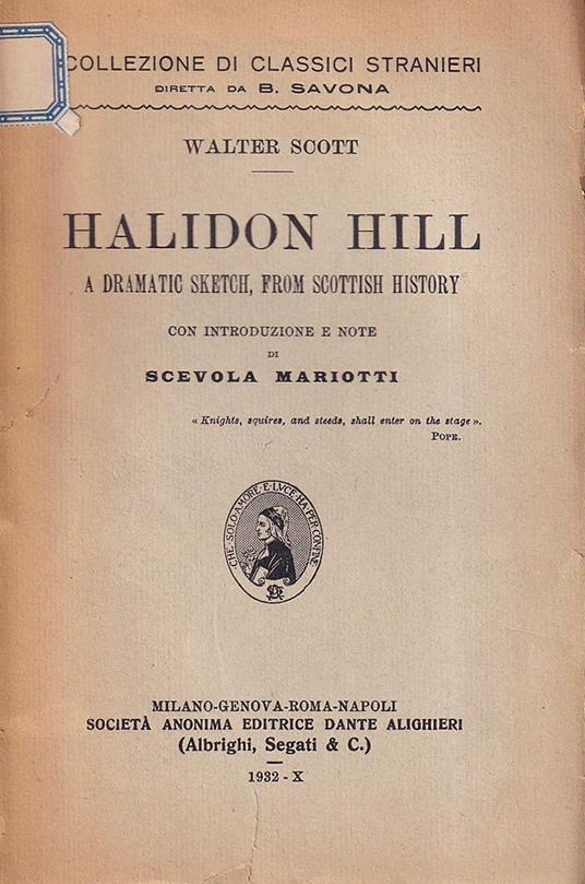 Halidon Hill. A Dramatic Sketch, from Scottish History - Walter Scott - copertina