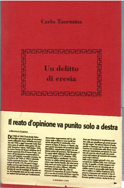 Un Delitto Di Eresia - Carlo Taormina - copertina