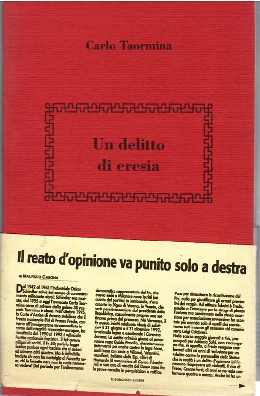 Un Delitto Di Eresia - Carlo Taormina - copertina