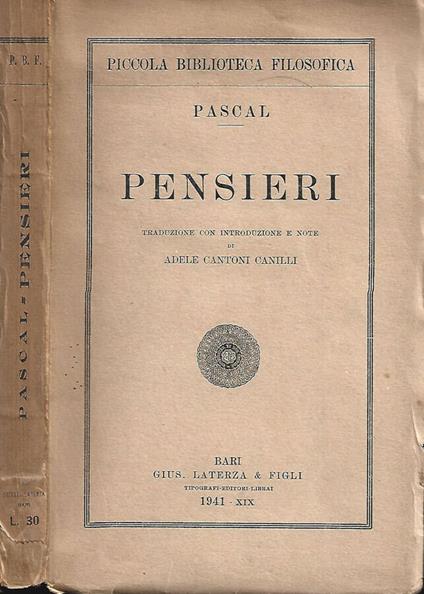 Pensieri - Pascal - copertina