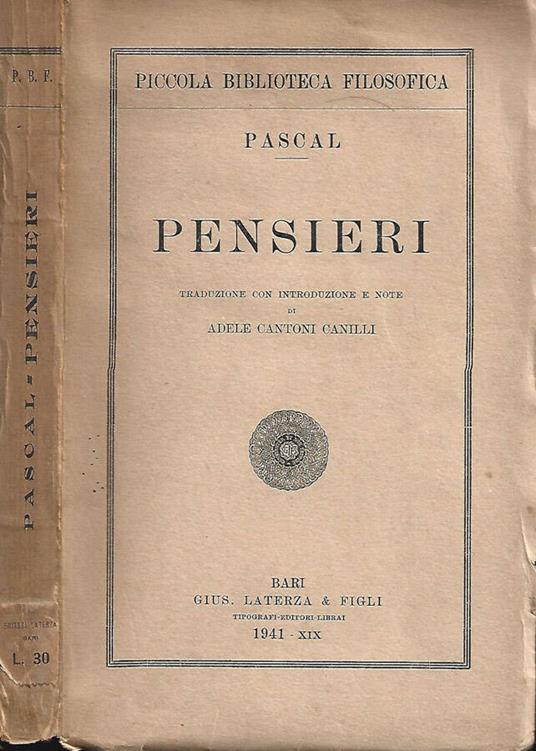 Pensieri - Pascal - copertina