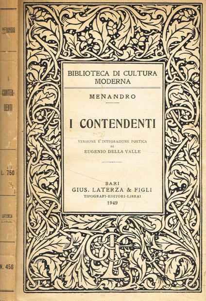 I contendenti - Menandro - copertina