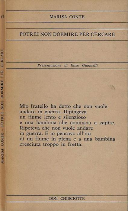 Potrei non dormire per cercare - Marisa Conte - copertina