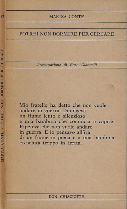 Potrei non dormire per cercare - Marisa Conte - copertina