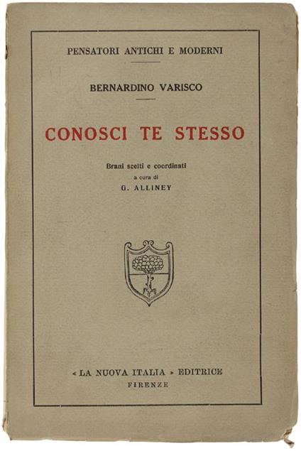 Conosci Te Stesso - Bernardino Varisco - copertina