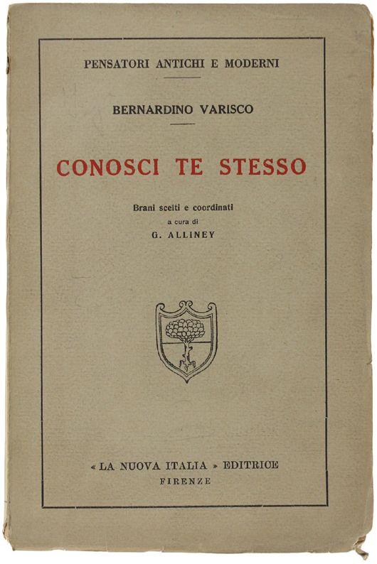 Conosci Te Stesso - Bernardino Varisco - copertina