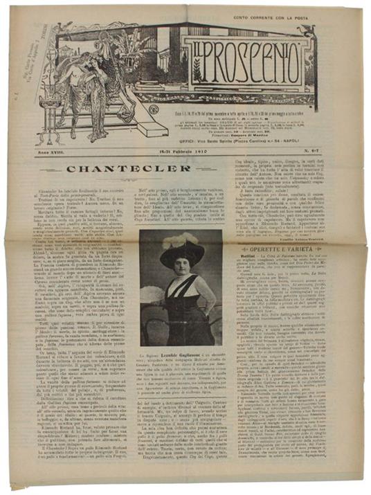 Il Proscenio. Giornale Artistico Teatrale. Anno 1910 (18 Numeri) - Di Martino Gaspare (Direttore) - 1910 - copertina