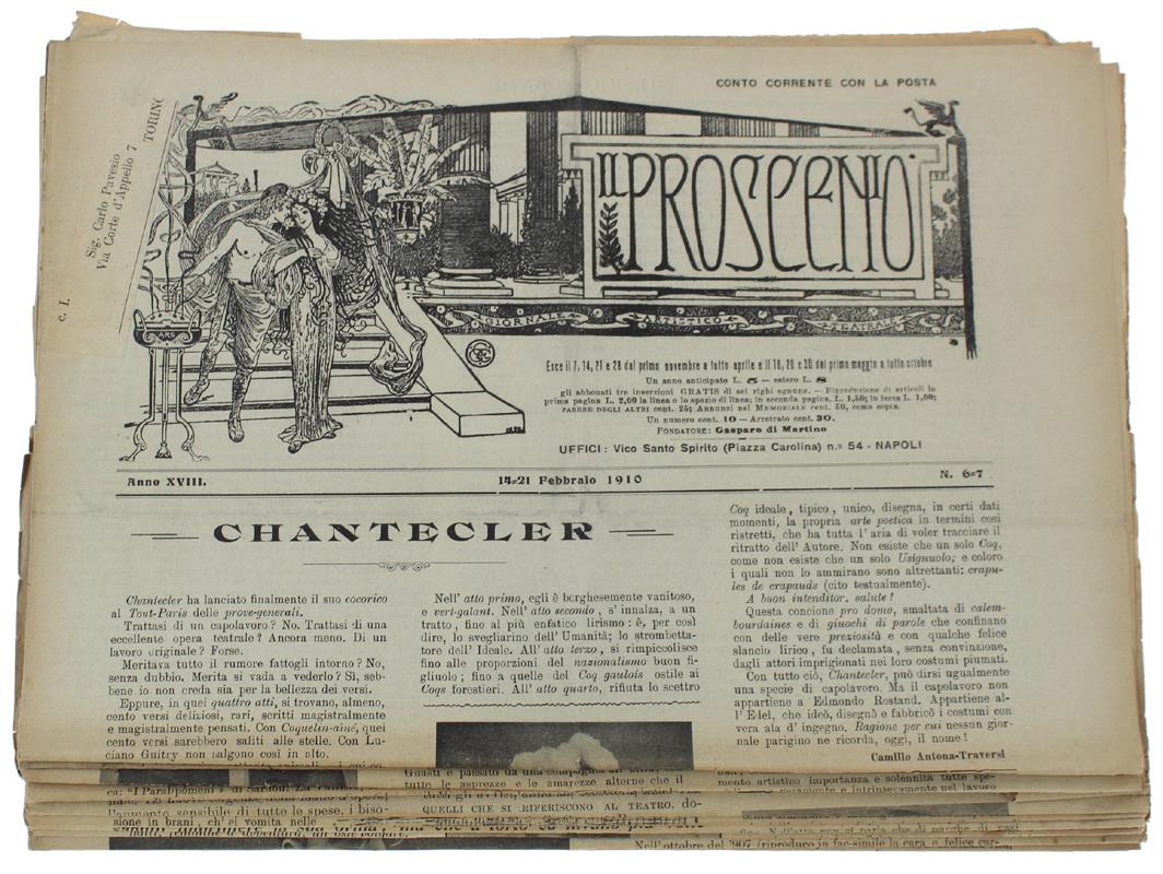 Il Proscenio. Giornale Artistico Teatrale. Anno 1910 (18 Numeri) - Di Martino Gaspare (Direttore) - 1910