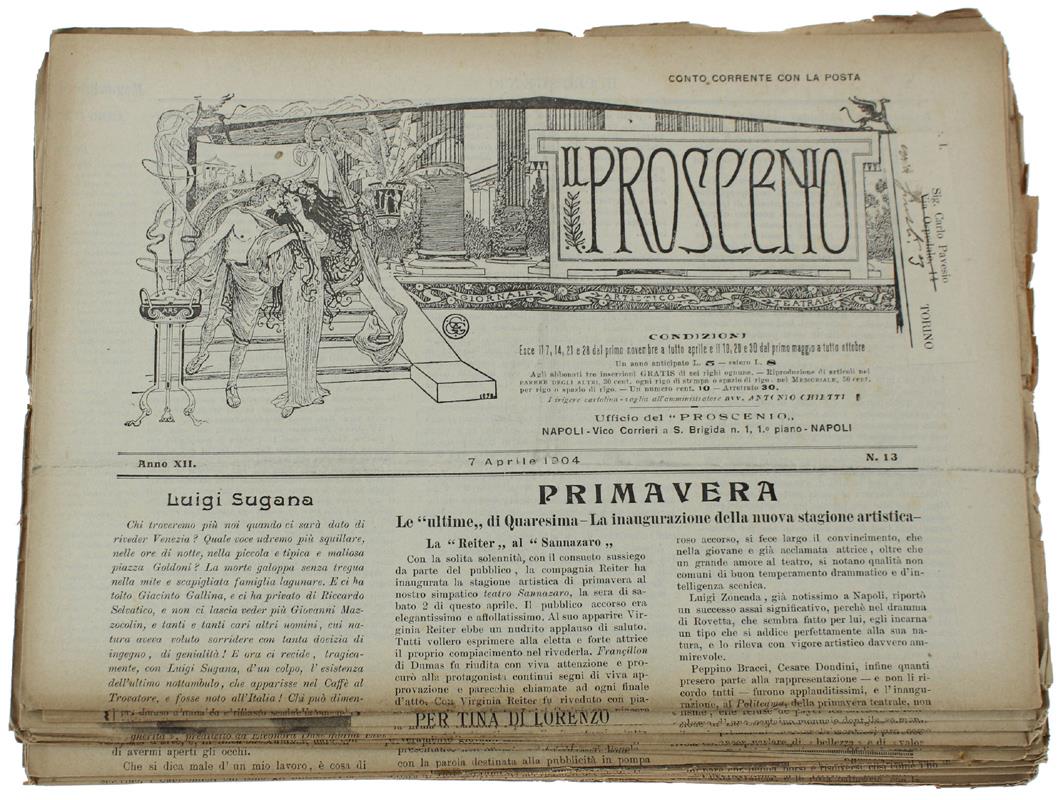 Il Proscenio. Giornale Artistico Teatrale. Anno 1904 (35 Numeri) - Di Martino Gaspare (Direttore) - 1904