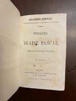 Pensées de Blaise Pascal avec les notes de Voltaire. Unito a: Entretiens sur la pluralité des mondes par Fontenelle. Unito a: Discours preliminaire de l'Encyclopedie par D'Alembert