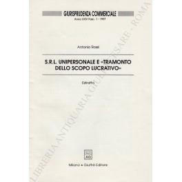 S.R.L. unipersonale e tramonto dello scopo lucrativo - Antonio Rossi - copertina