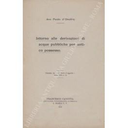 Intorno alle derivazioni di acque pubbliche per antico possesso - Paolo D'Onofrio - copertina