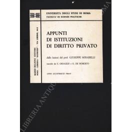 Appunti di istituzioni di diritto privato dalle lezioni del prof. Giuseppe Mirabelli raccolte da C. Crialese e G. De Roberto - Giuseppe Mirabelli - copertina