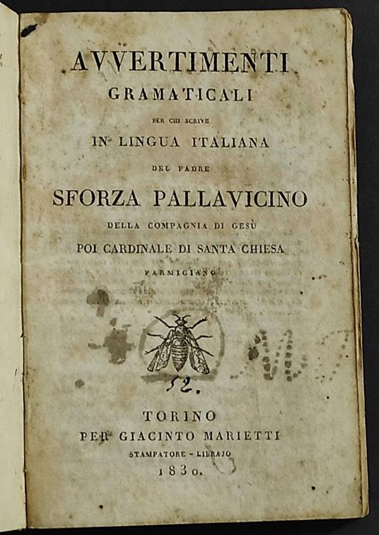 Avvertimenti Grammaticali - Sforza Pallavicino - copertina