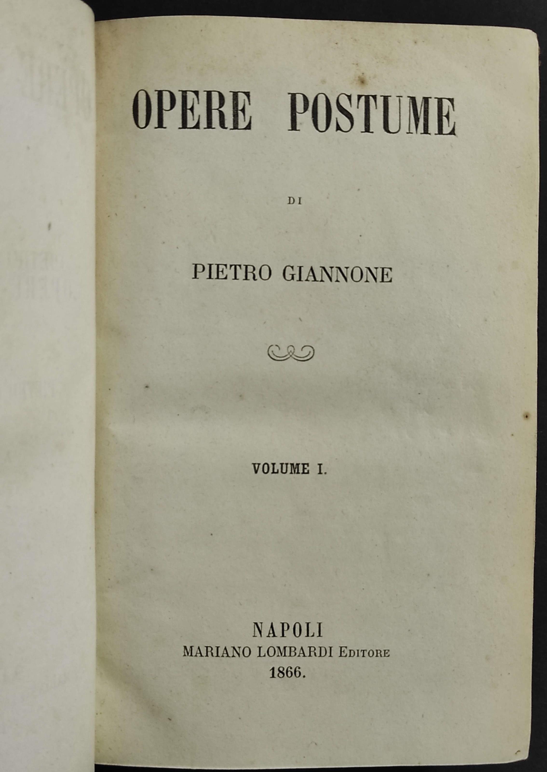 Opere Postume di Pietro Giannone