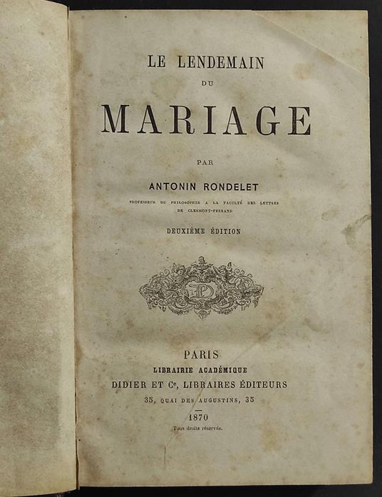 Le Lendemain du Mariage - copertina