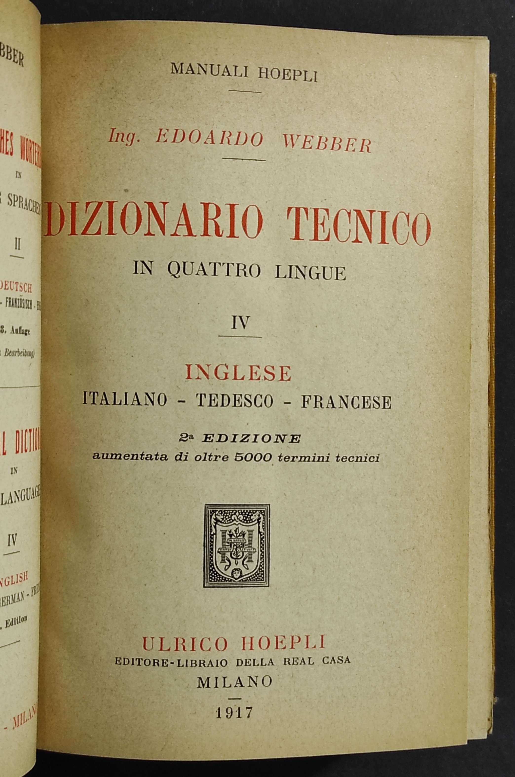 Dizionario Tecnico in Quattro Lingue IV