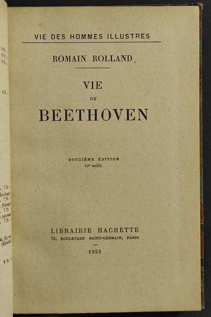 Vie de Beethoven - Romain Rolland - copertina