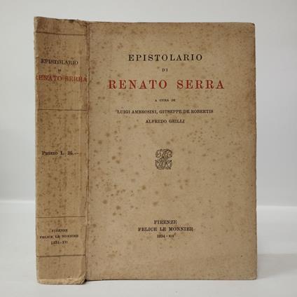Epistolario di Renato Serra - Renato Serra - copertina