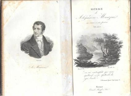 Opere di Alessandro Manzoni in verso e in prosa. Volume unico adorno di nove incisioni a vignetta.. - Alessandro Manzoni - copertina