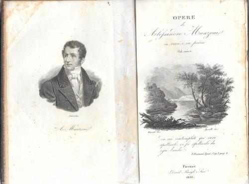 Opere di Alessandro Manzoni in verso e in prosa. Volume unico adorno di nove incisioni a vignetta.. - Alessandro Manzoni - copertina