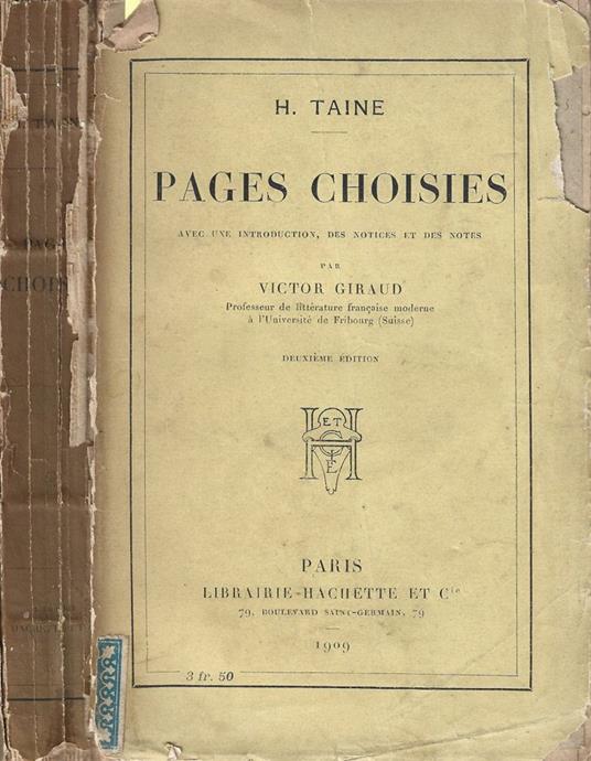Pages Choisies - Hippolyte Taine - copertina