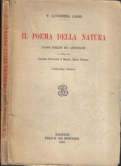 Il poema della natura - Tito Lucrezio Caro - copertina