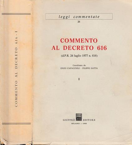Commento al decreto 616 vol I - copertina