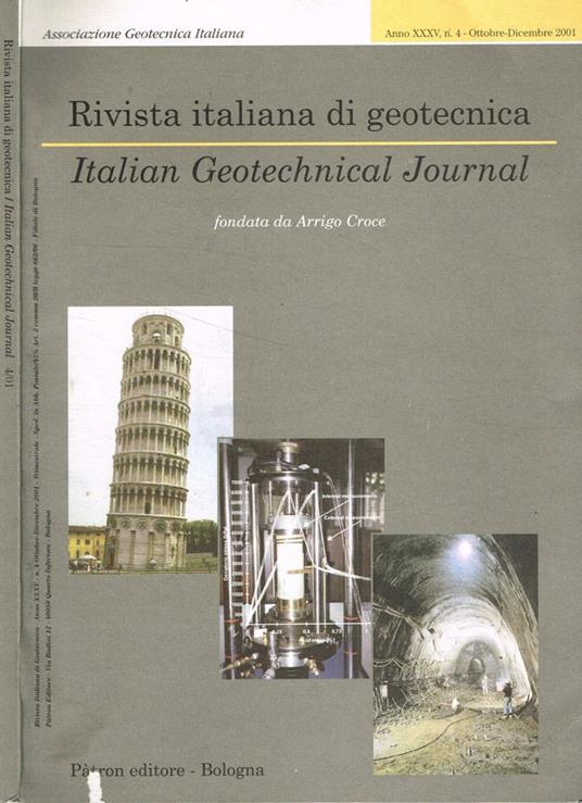 Rivista Italiana di geotecnica. Italian geotechnical Journal. Anno XXXV, n.4, ottobre-dicembre 2001 - copertina