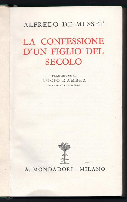 La confessione d'un figlio del secolo - Alfred de Musset - copertina