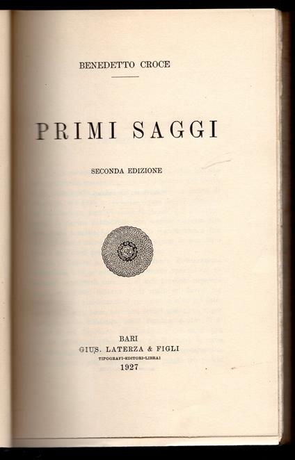 Primi saggi - Benedetto Croce - copertina