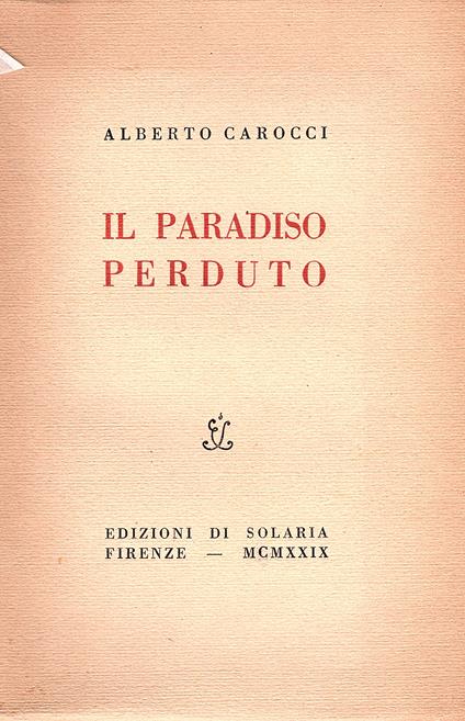 Il paradiso perduto - Alberto Caocci - copertina