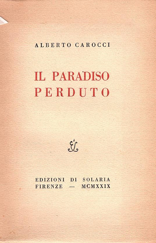 Il paradiso perduto - Alberto Caocci - copertina