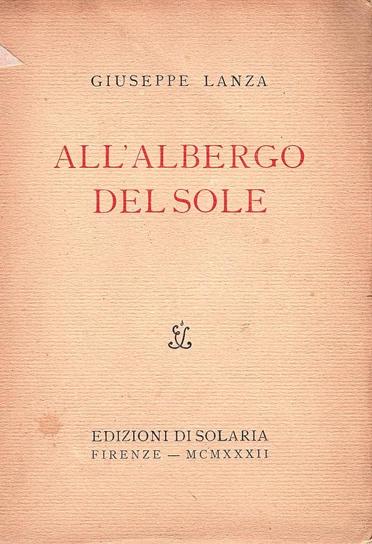 All' albergo del sole - Giuseppe Lanza - copertina
