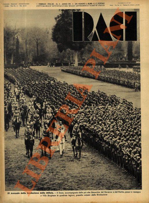 RACI. 1934. Settimanale Ufficiale del Reale Automobile Club d'Italia - copertina