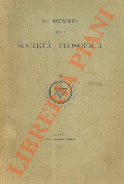 Ai membri della società teosofica - copertina