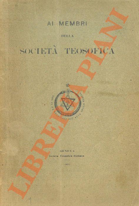 Ai membri della società teosofica - copertina
