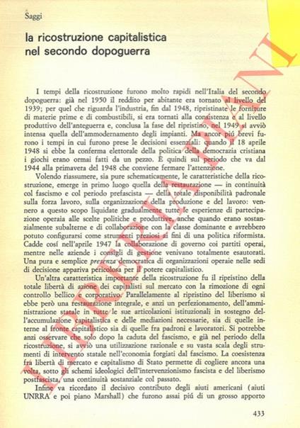 La ricostruzione capitalistica nel secondo dopoguerra - Vittorio Foa - copertina