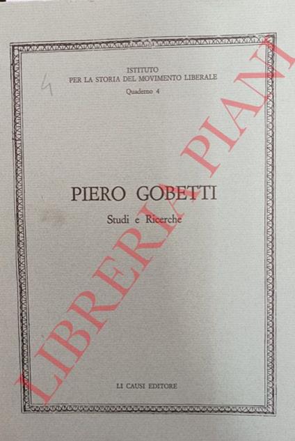 Piero Gobetti. Studi e ricerche - copertina