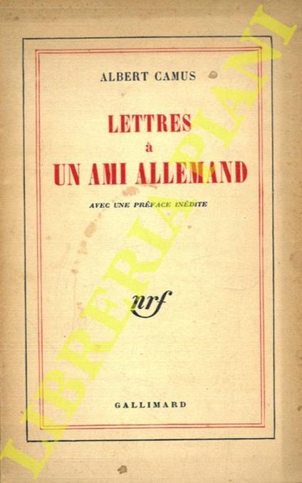 Lettres à un ami allemand - Albert Camus - copertina